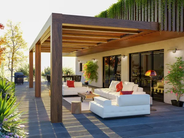 Terrassenüberdachung aus Holz von Zimmerei Kappler